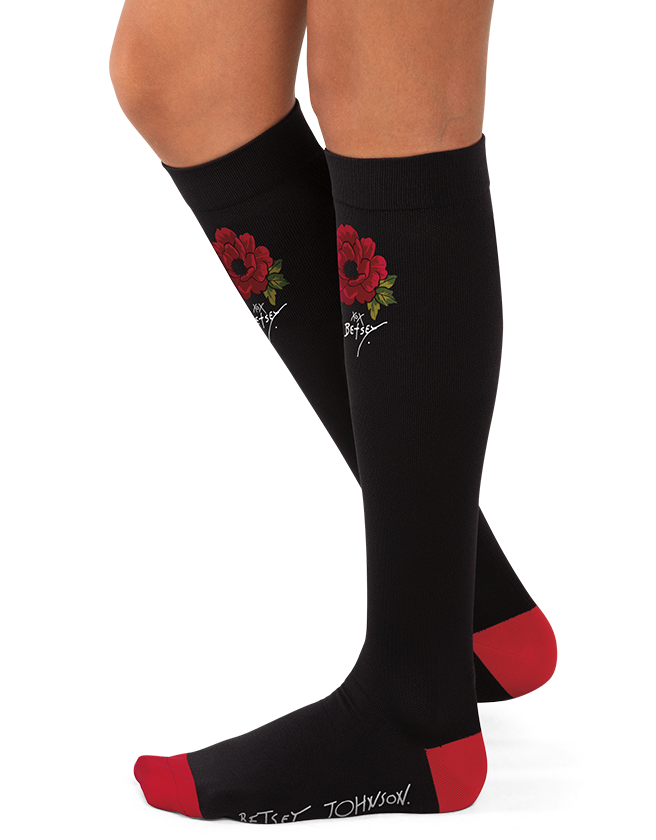 Koi Compression Socks - Floral Cheetah Betsey SM 2-Packs
