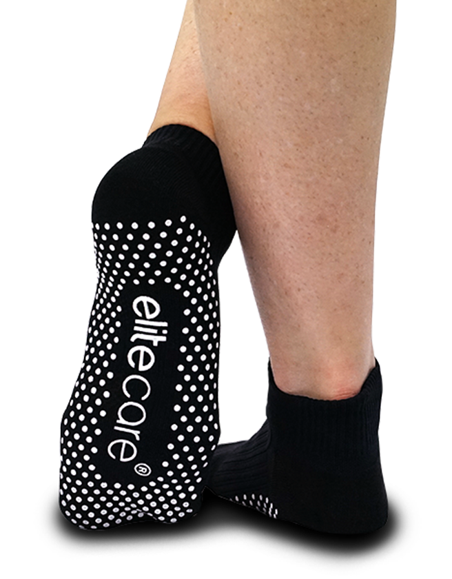 elitecare Plain Black Non-Slip Ankle Compression Socks 10-13W