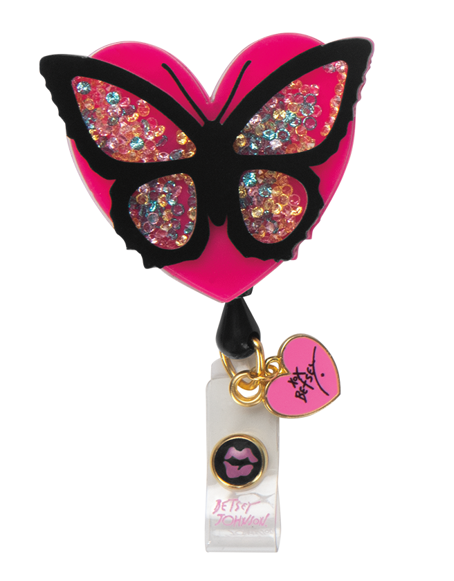 koi Retractable Badge Reel- Heart Butterfly