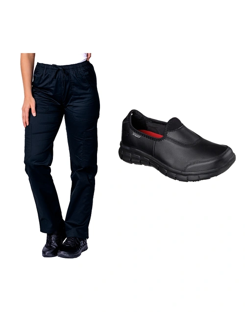 Bundle 2 - elitecare 9 Pocket Cargo Pant + Skechers Work: Sure Track | Combo