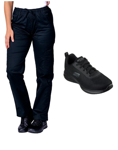 Bundle 2 - elitecare 9 Pocket Cargo Pant + Skechers Ultra Flex 3.0 SR Black | Combo