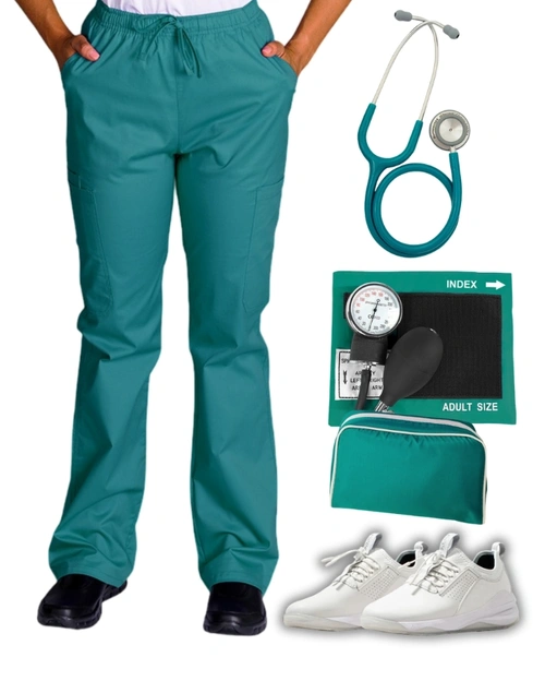Bundle 17 - Sphygmo (Traditional), Dual Head Stethoscope, Classic Pant and Clove Classic Brilliant White | Combo