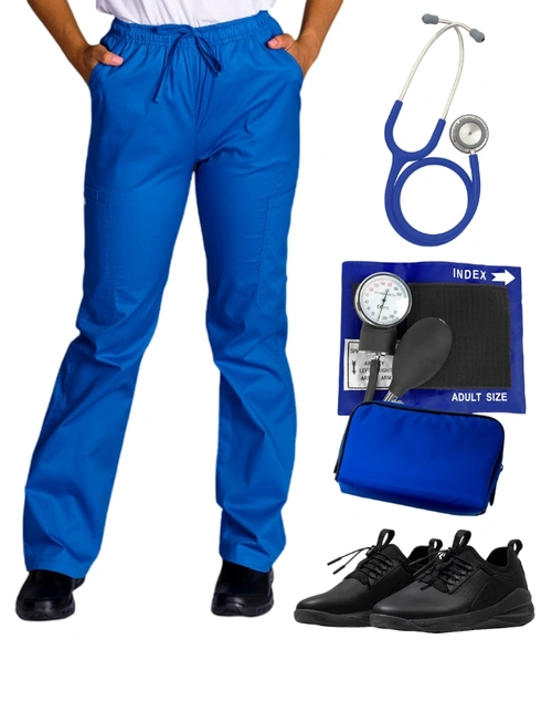 Bundle 17 - Sphygmo (Traditional), Dual Head Stethoscope, Classic Pant and Clove Classic All Black | Combo