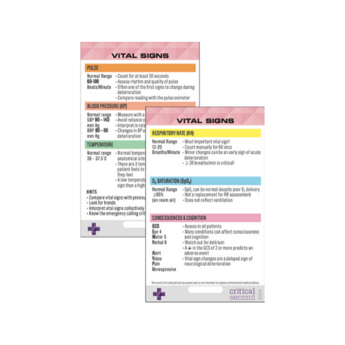 Critical Second Vital Signs Card