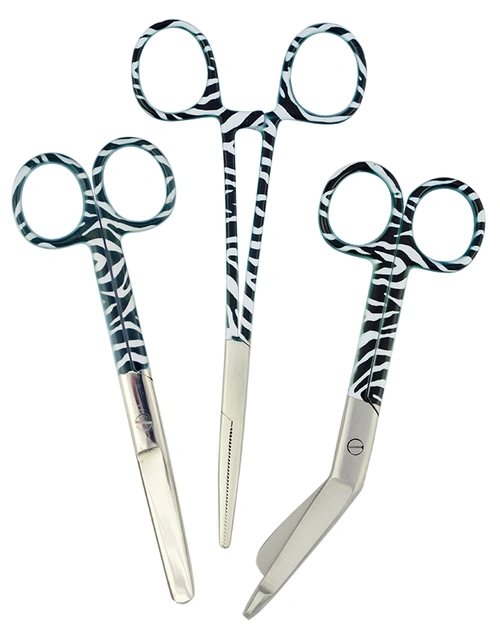 elitecare Scissors and Forcep 3 Pack - Pattern Zebra