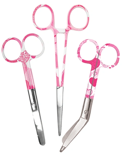 elitecare Scissors and Forcep 3 Pack - Pattern Hearts