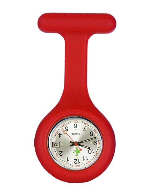 Waterproof Silicone FOB Watch (Date Function) - Red