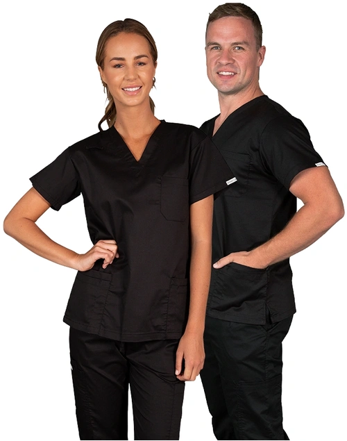 elitecare Classic Unisex Scrub Top 5 Pocket - Black M
