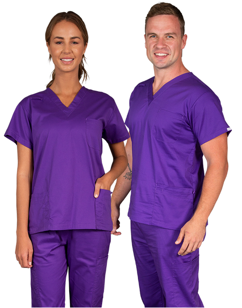 elitecare Classic Unisex Scrub Top 5 Pocket - Purple M