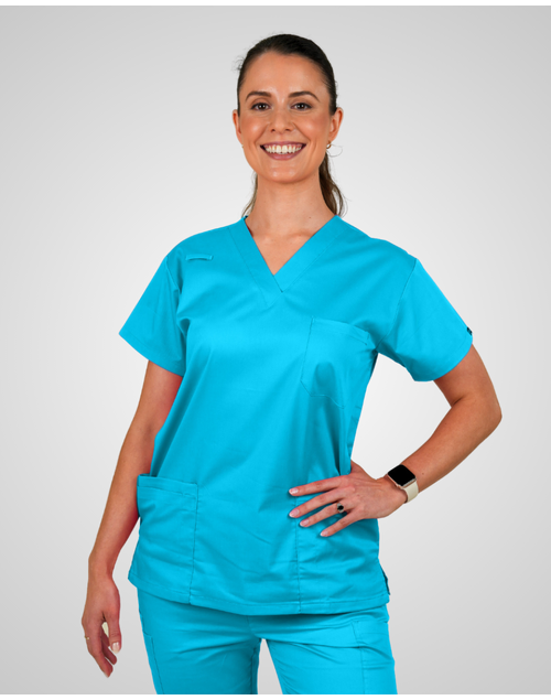 elitecare Classic Unisex Scrub Top - Cyan M