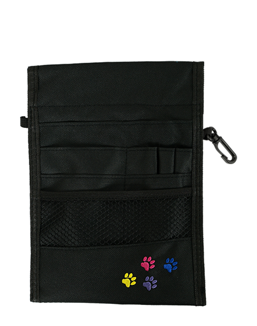 Large 13 Pocket Nurse Pouch - Black (Paws)