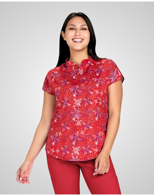 Koi - Ari Etta Vee Snowflake Scrub Top
