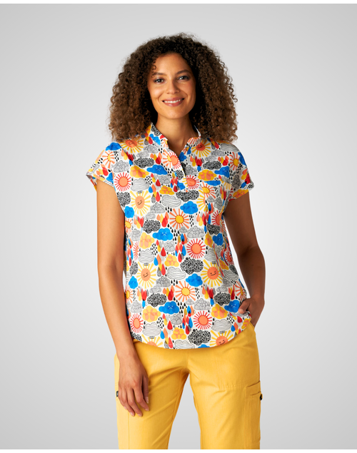 Koi - Women's Print Ari Scrub Top - Rainy Daze