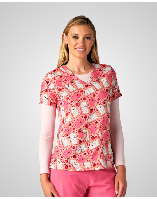 Koi - Women's Print Scrub Top - Pop Tarts
