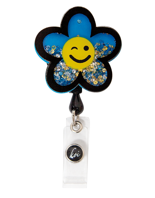 Koi Shaker Badge - Smiley Flower