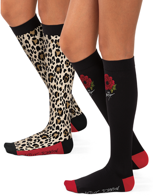 Koi Compression Socks - Floral Cheetah Betsey