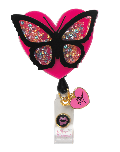 koi Retractable Badge Reel- Heart Butterfly